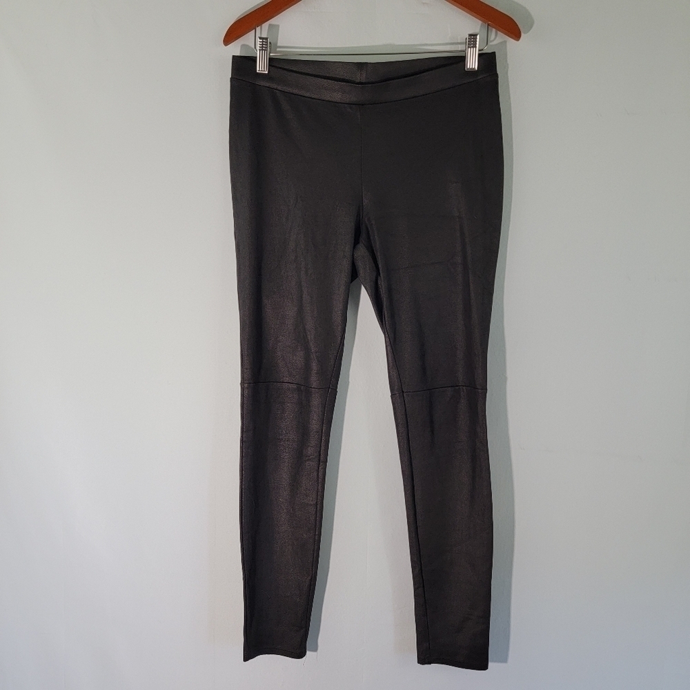 TROUVE Womens Black Faux Leather Leggings Size M Stretchy Comfy Warm